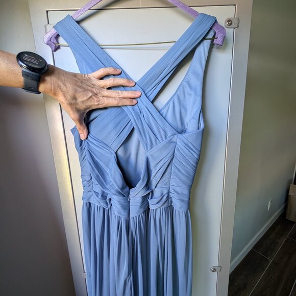 David's Bridal Bridesmaid dress - Steel Blue Mesh - Picture 3 of 8